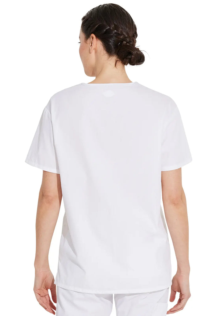 Dickies Scrubs Unisex Tuckable V-Neck Top White | scrub-supply.com