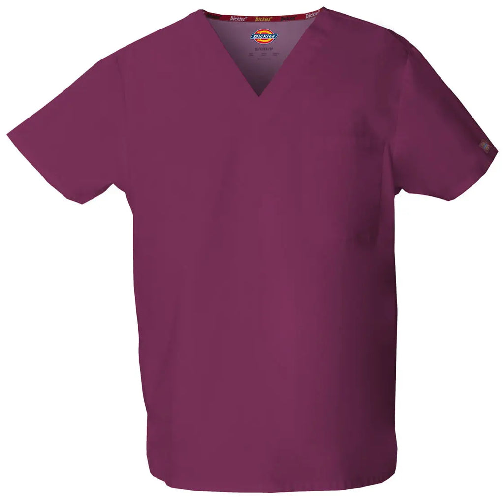 Dickies Scrubs Unisex Tuckable V-Neck Top Wine | scrub-supply.com