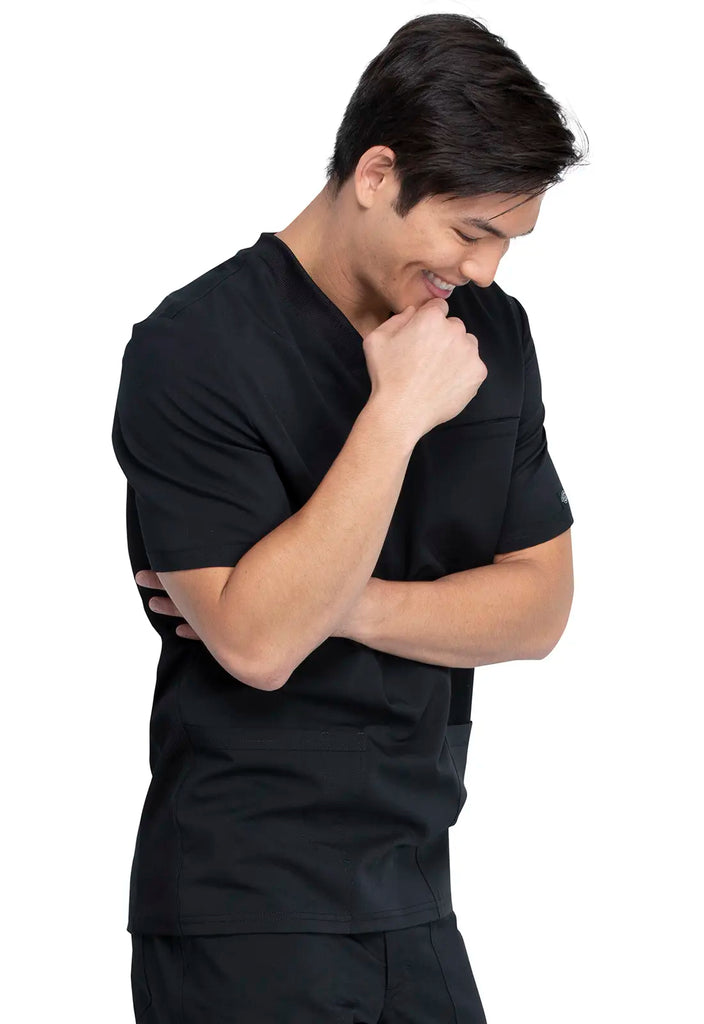 Dickies Scrubs 3-Pocket Men's V-Neck Top Black | scrub-supply.com