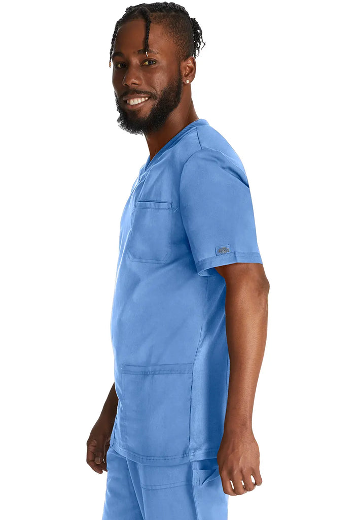 Dickies Scrubs 3-Pocket Men's V-Neck Top Ceil Blue | scrub-supply.com