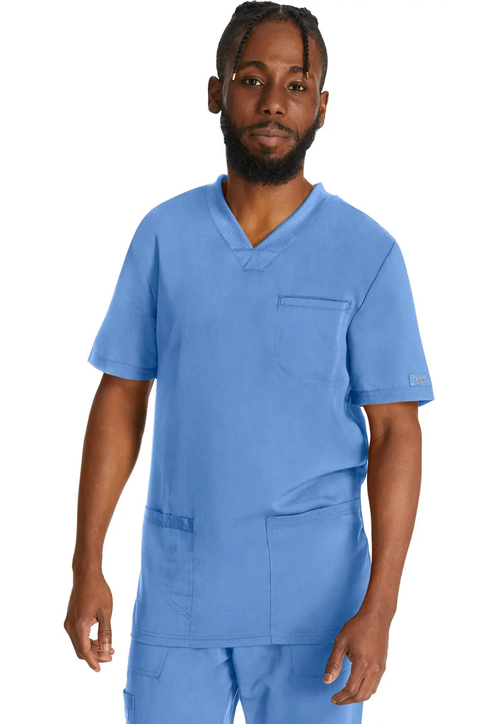 Dickies Scrubs 3-Pocket Men's V-Neck Top Ceil Blue | scrub-supply.com