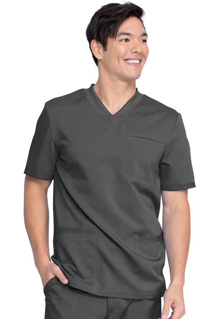 Dickies Scrubs 3-Pocket Men's V-Neck Top Pewter | scrub-supply.com