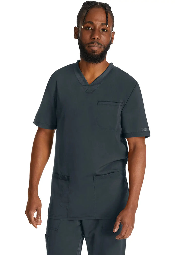 Dickies Scrubs 3-Pocket Men's V-Neck Top Pewter | scrub-supply.com