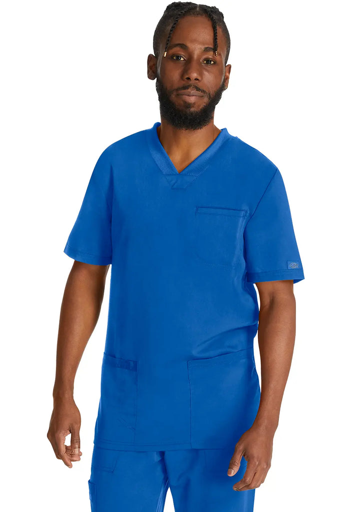 Dickies Scrubs 3-Pocket Men's V-Neck Top Royal Blue | scrub-supply.com