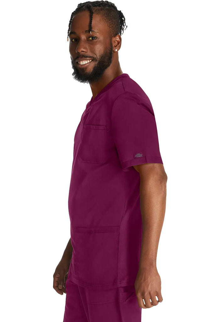 Dickies Scrubs 3-Pocket Men's V-Neck Top Wine | scrub-supply.com