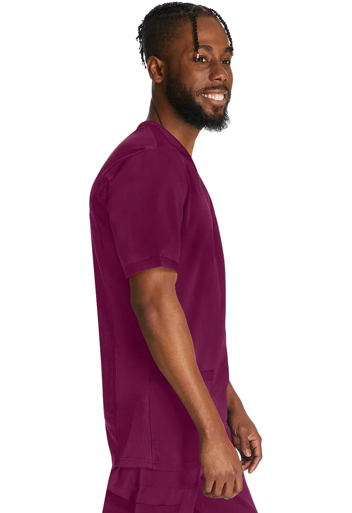 Dickies Scrubs 3-Pocket Men's V-Neck Top Wine | scrub-supply.com