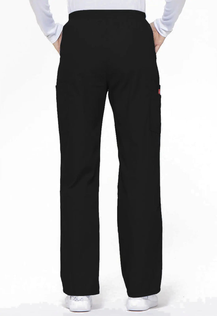 Dickies Scrubs 6-Pocket Natural Rise Tapered Leg Pull-on Pant Black | scrub-supply.com