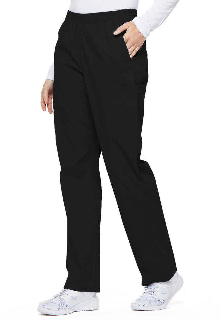 Dickies Scrubs 6-Pocket Natural Rise Tapered Leg Pull-on Pant Black | scrub-supply.com