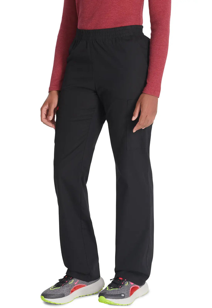 Dickies Scrubs 6-Pocket Natural Rise Tapered Leg Pull-on Pant Black | scrub-supply.com