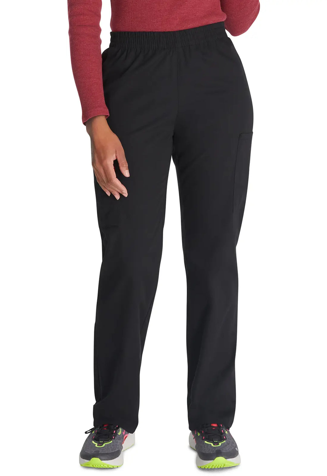 Dickies Scrubs 6-Pocket Natural Rise Tapered Leg Pull-on Pant Black | scrub-supply.com