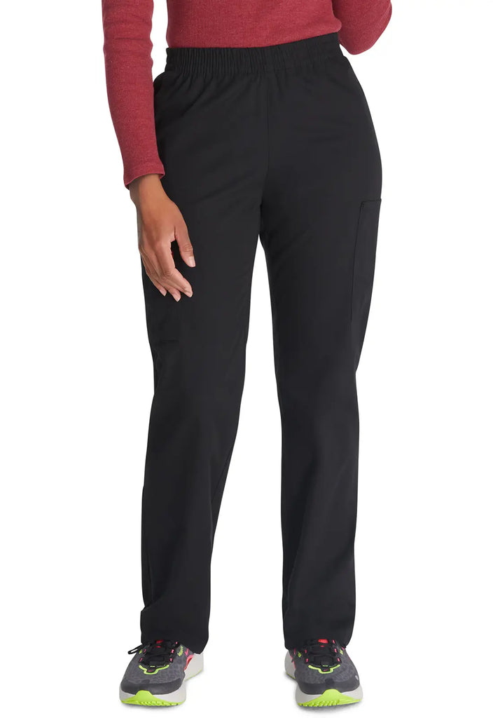 Dickies Scrubs 6-Pocket Natural Rise Tapered Leg Pull-on Pant Black | scrub-supply.com