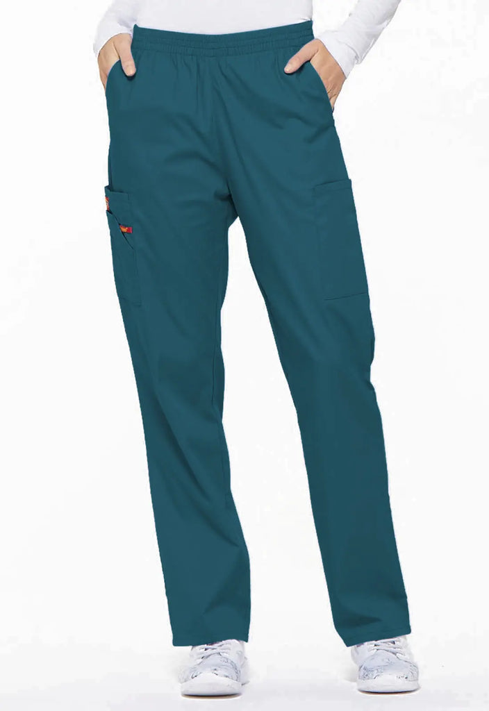 Dickies Scrubs 6-Pocket Natural Rise Tapered Leg Pull-on Pant Caribbean Blue | scrub-supply.com