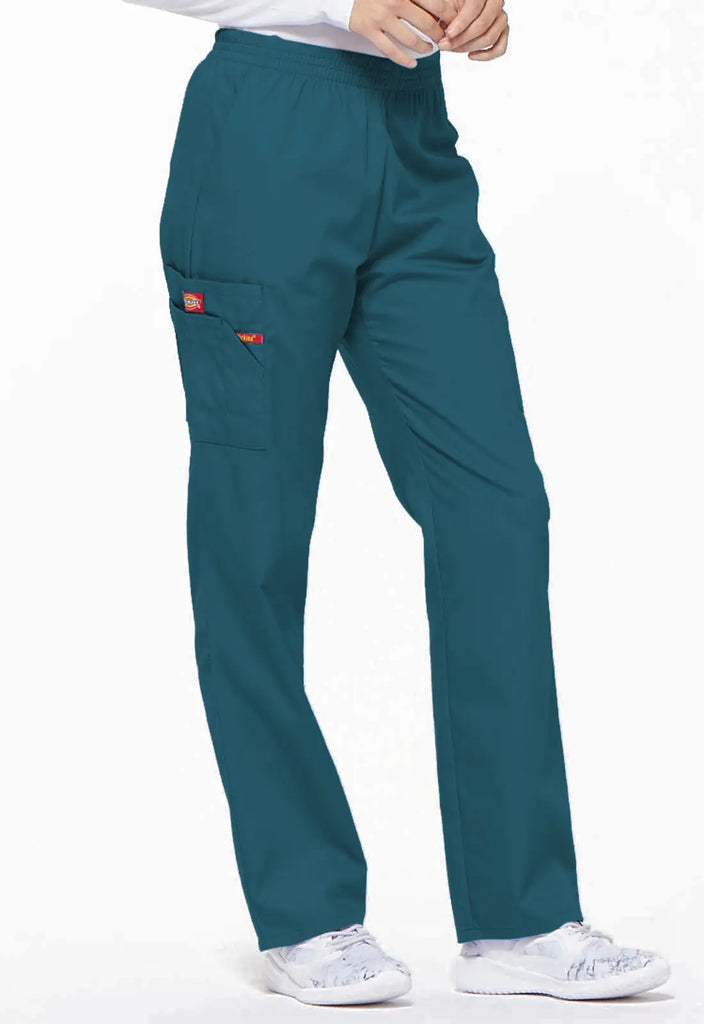 Dickies Scrubs 6-Pocket Natural Rise Tapered Leg Pull-on Pant Caribbean Blue | scrub-supply.com