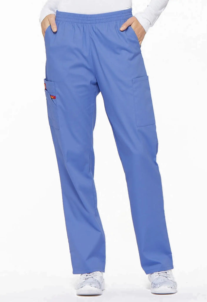 Dickies Scrubs 6-Pocket Natural Rise Tapered Leg Pull-on Pant Ceil Blue | scrub-supply.com