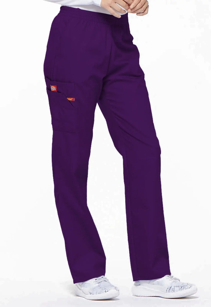 Dickies Scrubs 6-Pocket Natural Rise Tapered Leg Pull-on Pant Eggplant | scrub-supply.com