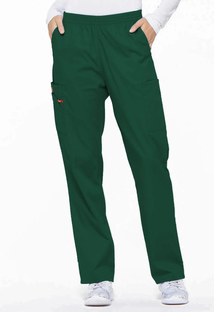 Dickies Scrubs 6-Pocket Natural Rise Tapered Leg Pull-on Pant Hunter Green | scrub-supply.com