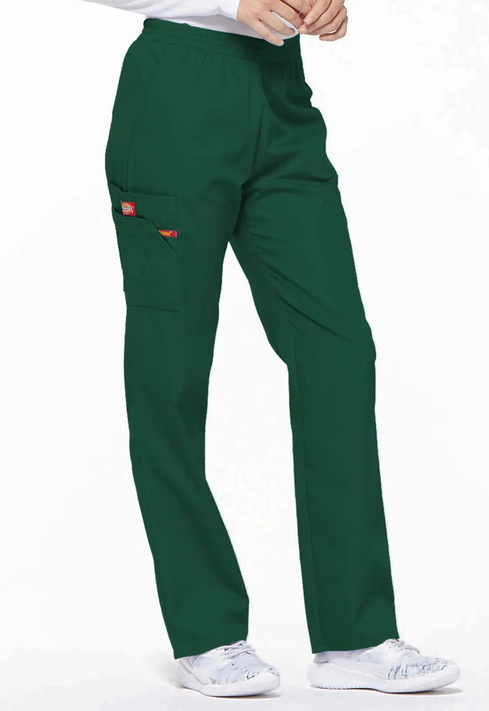 Dickies Scrubs 6-Pocket Natural Rise Tapered Leg Pull-on Pant Hunter Green | scrub-supply.com