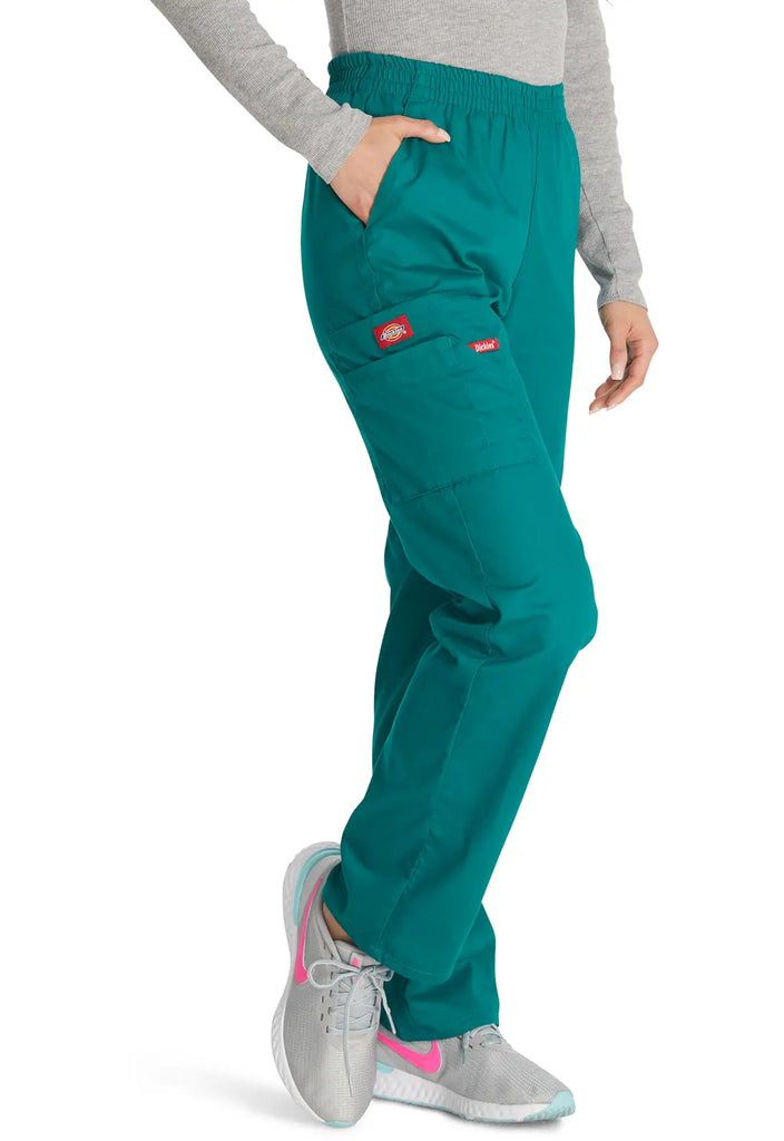 Dickies Scrubs 6-Pocket Natural Rise Tapered Leg Pull-on Pant Hunter Green | scrub-supply.com