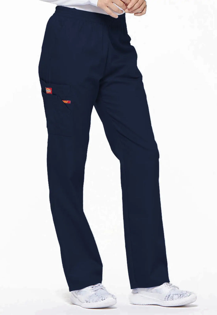 Dickies Scrubs 6-Pocket Natural Rise Tapered Leg Pull-on Pant Navy | scrub-supply.com