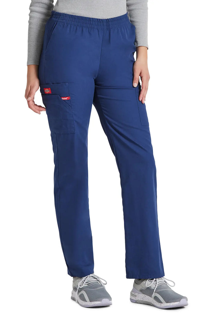 Dickies Scrubs 6-Pocket Natural Rise Tapered Leg Pull-on Pant Navy | scrub-supply.com