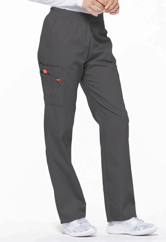 Dickies Scrubs 6-Pocket Natural Rise Tapered Leg Pull-on Pant Pewter | scrub-supply.com