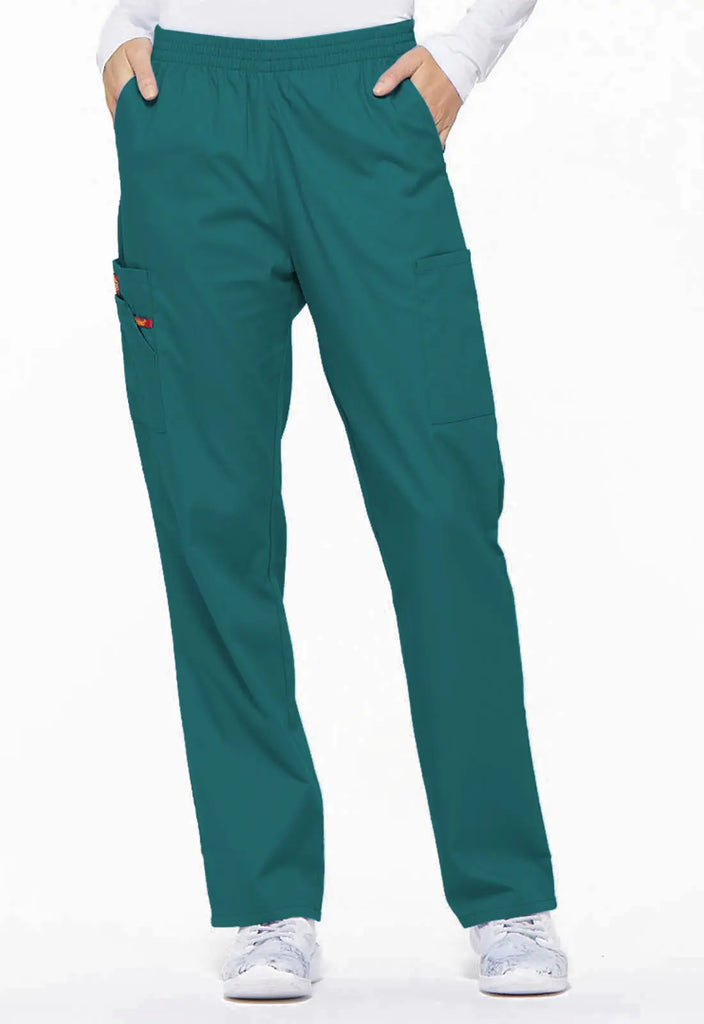 Dickies Scrubs 6-Pocket Natural Rise Tapered Leg Pull-on Pant Teal | scrub-supply.com