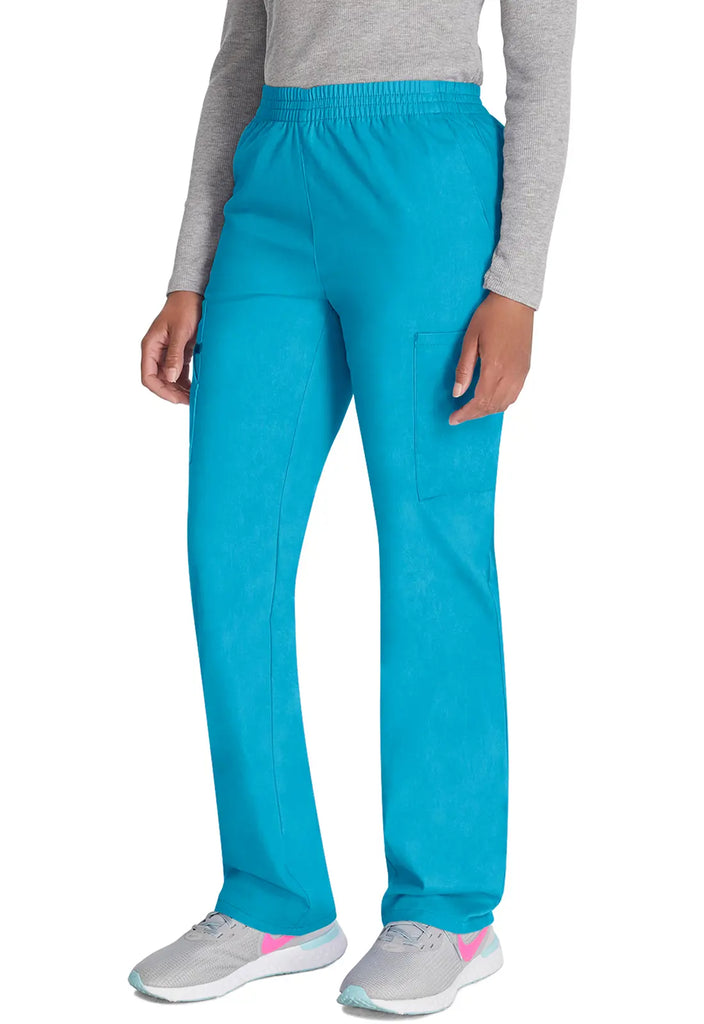 Dickies Scrubs 6-Pocket Natural Rise Tapered Leg Pull-on Pant Teal | scrub-supply.com