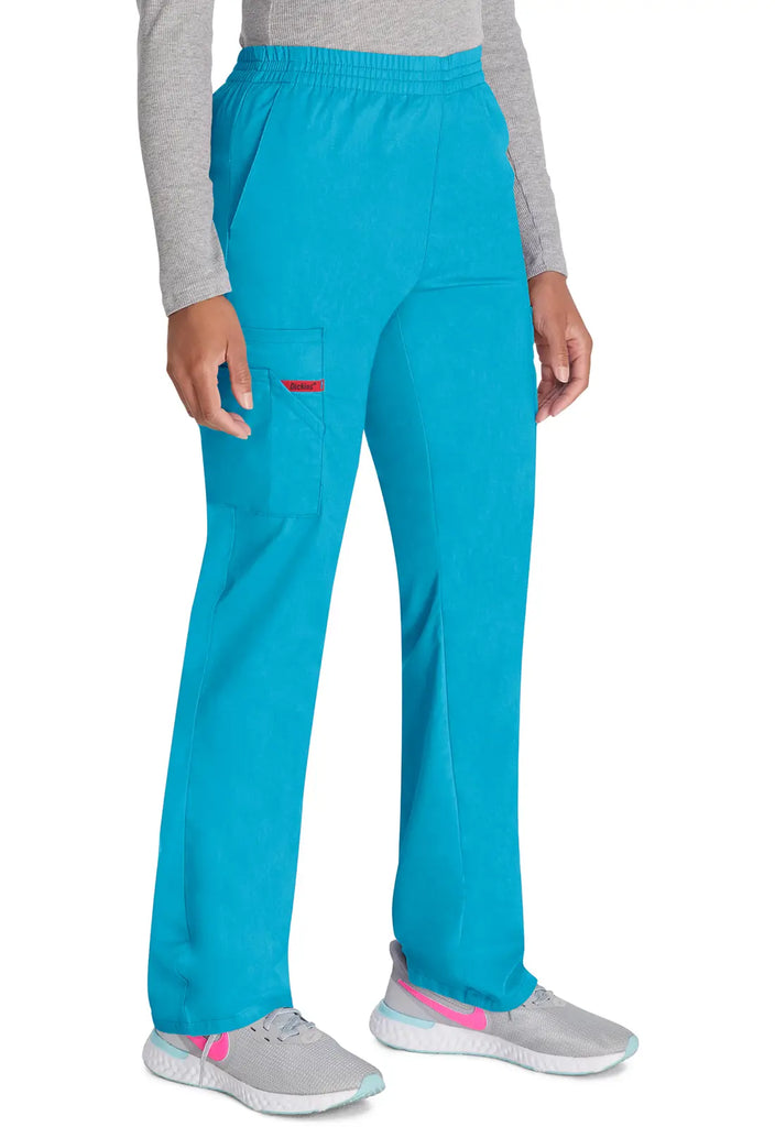 Dickies Scrubs 6-Pocket Natural Rise Tapered Leg Pull-on Pant Teal | scrub-supply.com