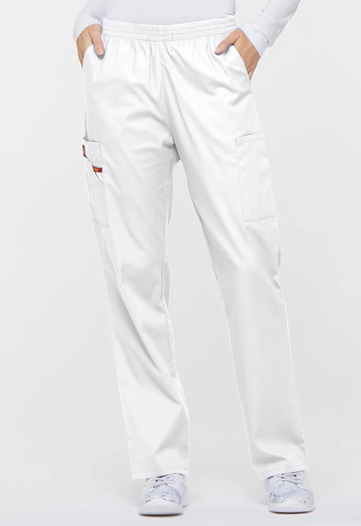 Dickies Scrubs 6-Pocket Natural Rise Tapered Leg Pull-on Pant White | scrub-supply.com