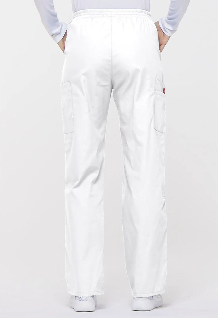 Dickies Scrubs 6-Pocket Natural Rise Tapered Leg Pull-on Pant White | scrub-supply.com