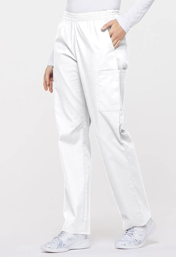 Dickies Scrubs 6-Pocket Natural Rise Tapered Leg Pull-on Pant White | scrub-supply.com