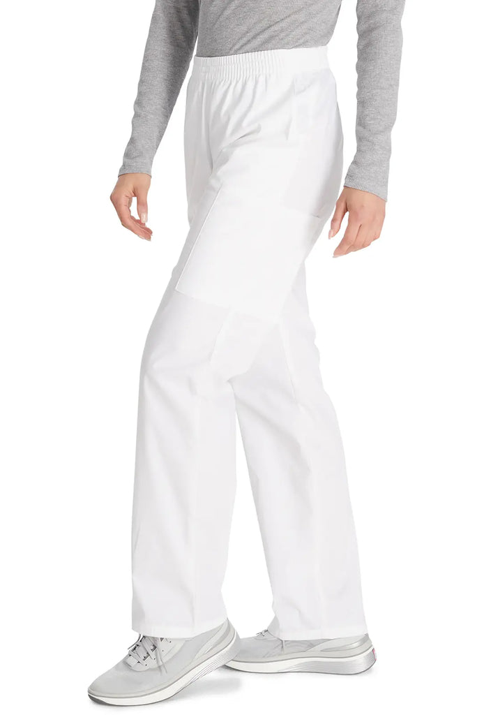 Dickies Scrubs 6-Pocket Natural Rise Tapered Leg Pull-on Pant White | scrub-supply.com