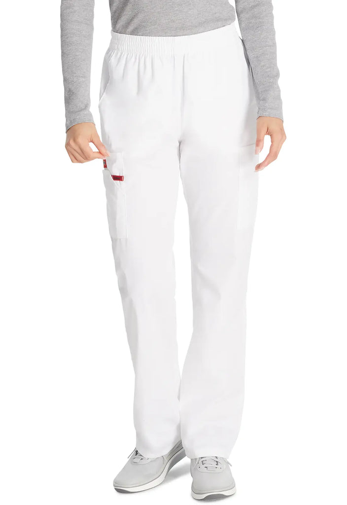 Dickies Scrubs 6-Pocket Natural Rise Tapered Leg Pull-on Pant White | scrub-supply.com