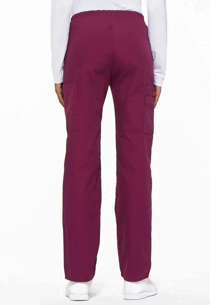 Dickies Scrubs 6-Pocket Natural Rise Tapered Leg Pull-on Pant Wine | scrub-supply.com