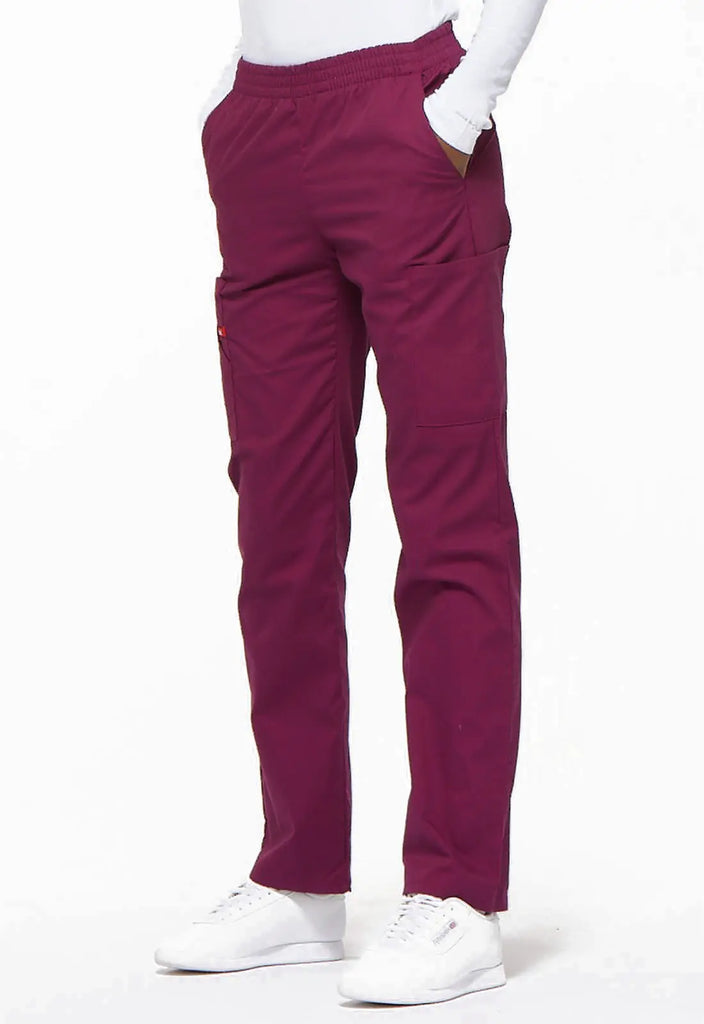 Dickies Scrubs 6-Pocket Natural Rise Tapered Leg Pull-on Pant Wine | scrub-supply.com