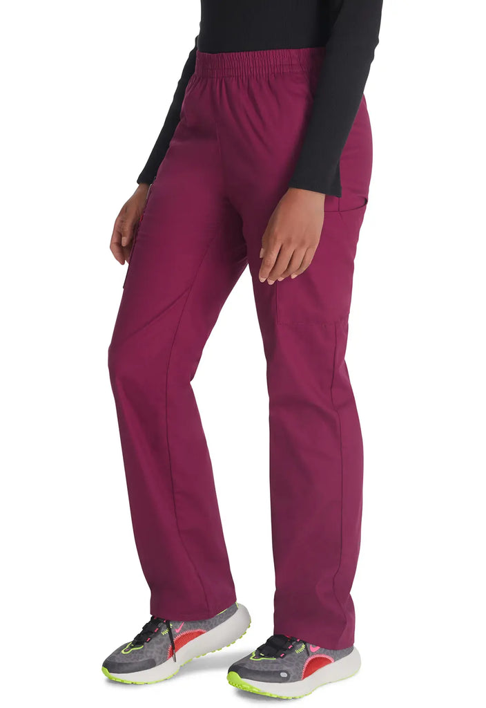 Dickies Scrubs 6-Pocket Natural Rise Tapered Leg Pull-on Pant Wine | scrub-supply.com