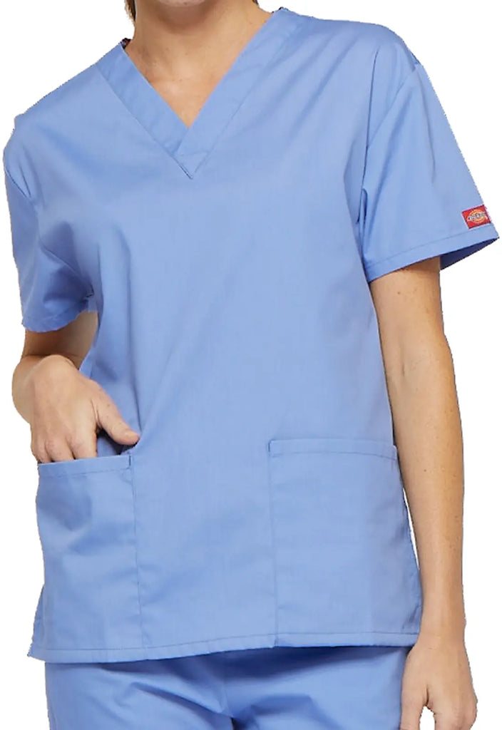 Dickies Scrubs 3-Pocket V-Neck Top Ceil Blue | scrub-supply.com