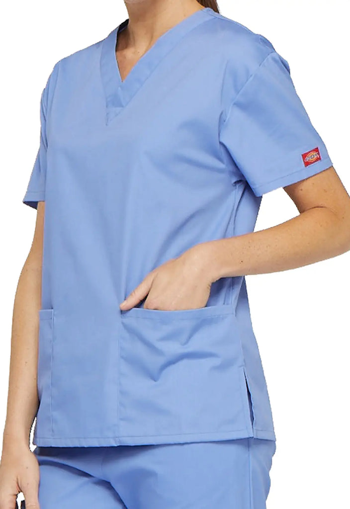 Dickies Scrubs 3-Pocket V-Neck Top Ceil Blue | scrub-supply.com