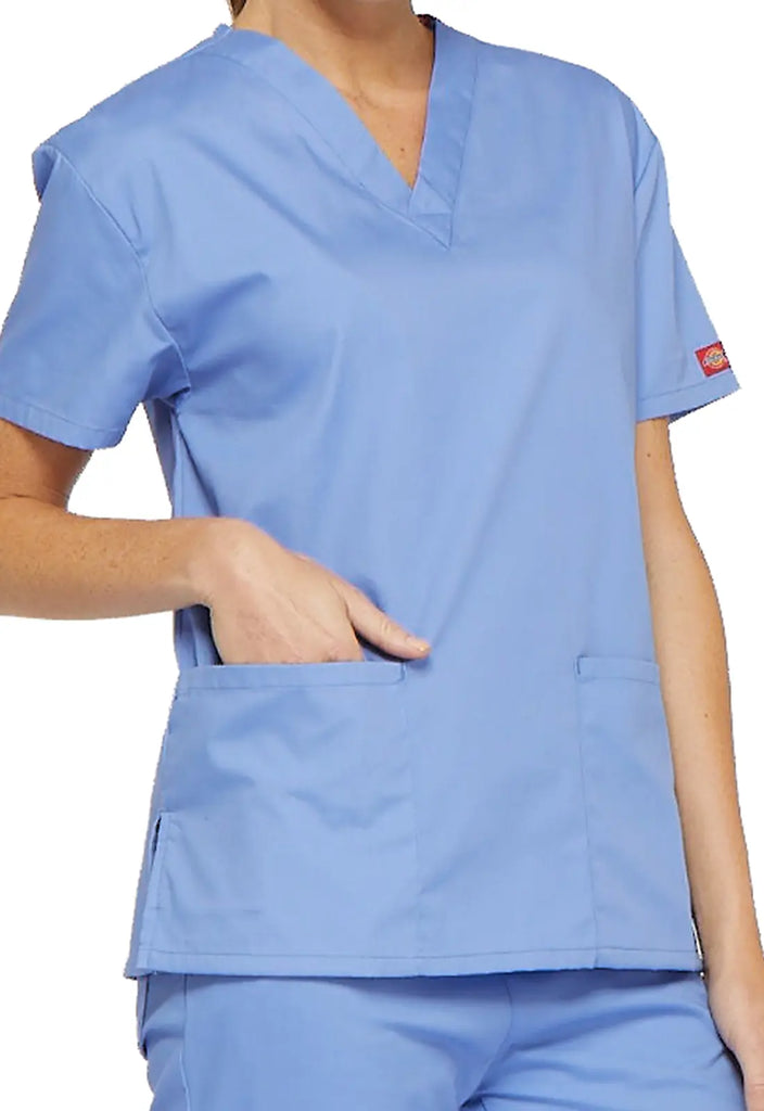 Dickies Scrubs 3-Pocket V-Neck Top Ceil Blue | scrub-supply.com