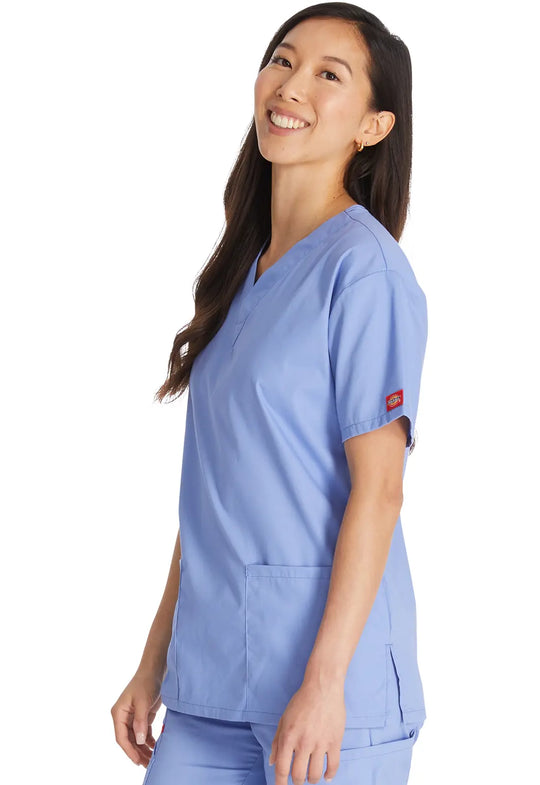 Dickies Scrubs 3-Pocket V-Neck Top Ceil Blue | scrub-supply.com