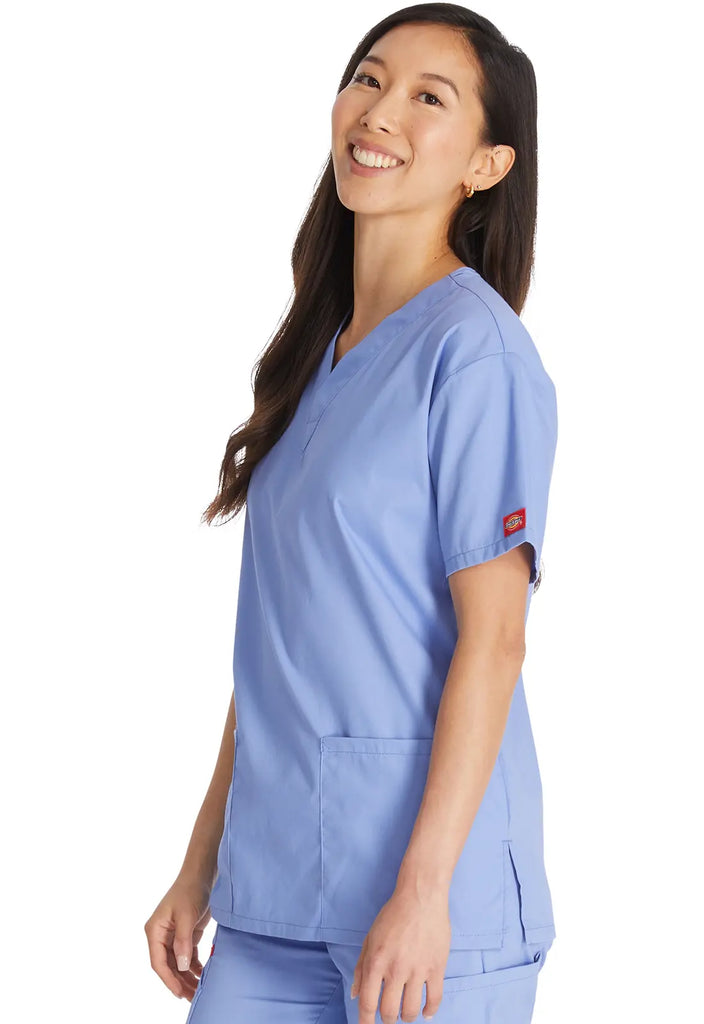 Dickies Scrubs 3-Pocket V-Neck Top Ceil Blue | scrub-supply.com