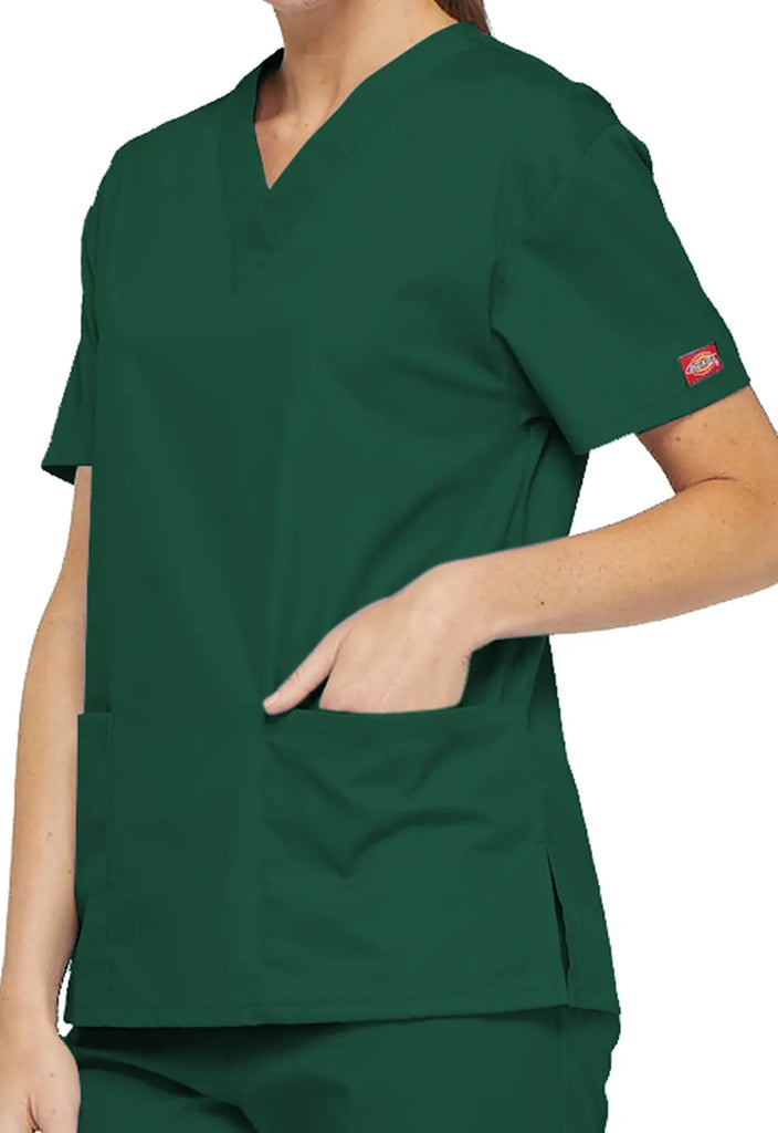 Dickies Scrubs 3-Pocket V-Neck Top Hunter Green | scrub-supply.com