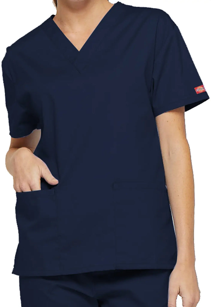 Dickies Scrubs 3-Pocket V-Neck Top Navy | scrub-supply.com