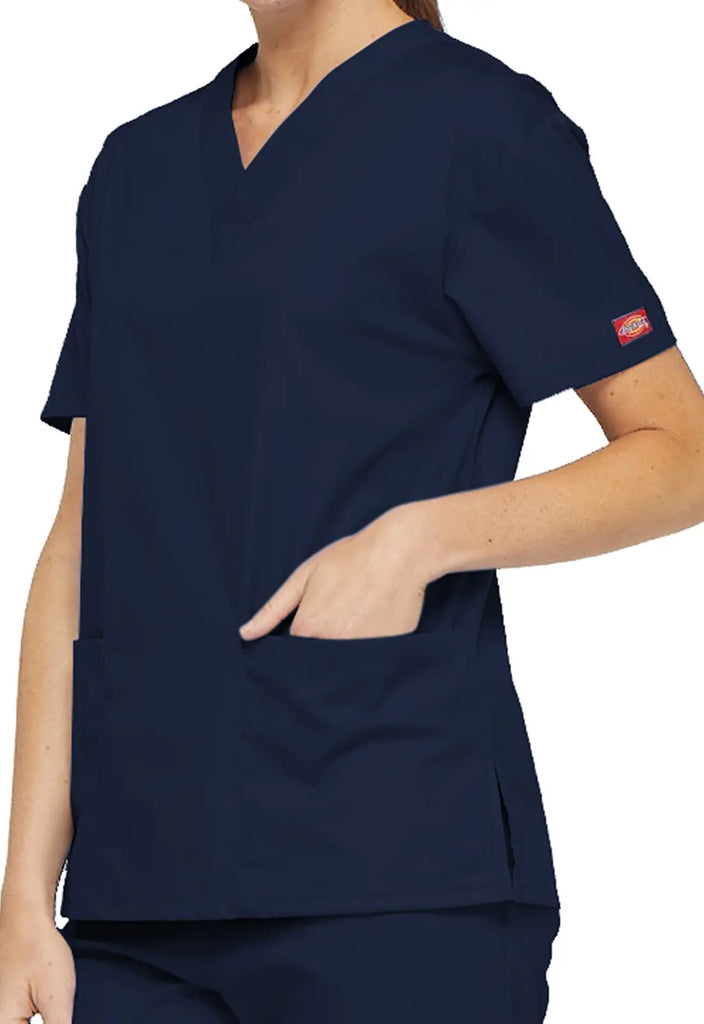 Dickies Scrubs 3-Pocket V-Neck Top Navy | scrub-supply.com