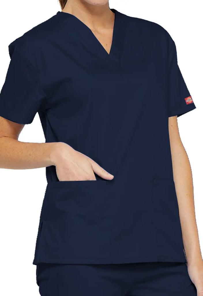 Dickies Scrubs 3-Pocket V-Neck Top Navy | scrub-supply.com