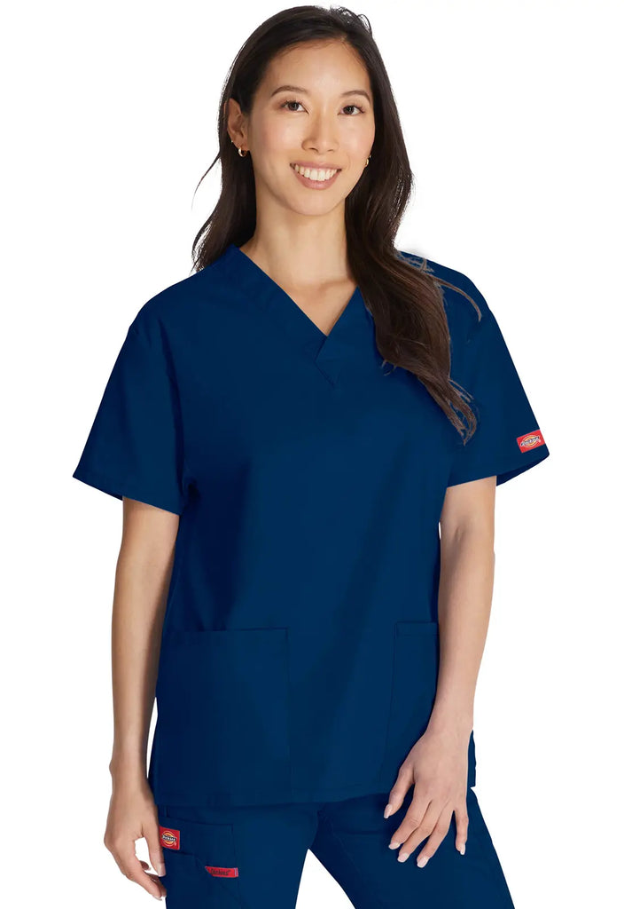 Dickies Scrubs 3-Pocket V-Neck Top Navy | scrub-supply.com