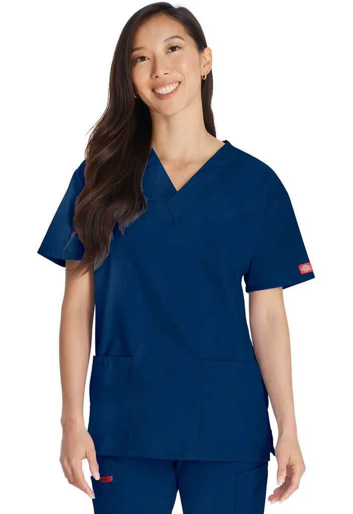 Dickies Scrubs 3-Pocket V-Neck Top Navy | scrub-supply.com