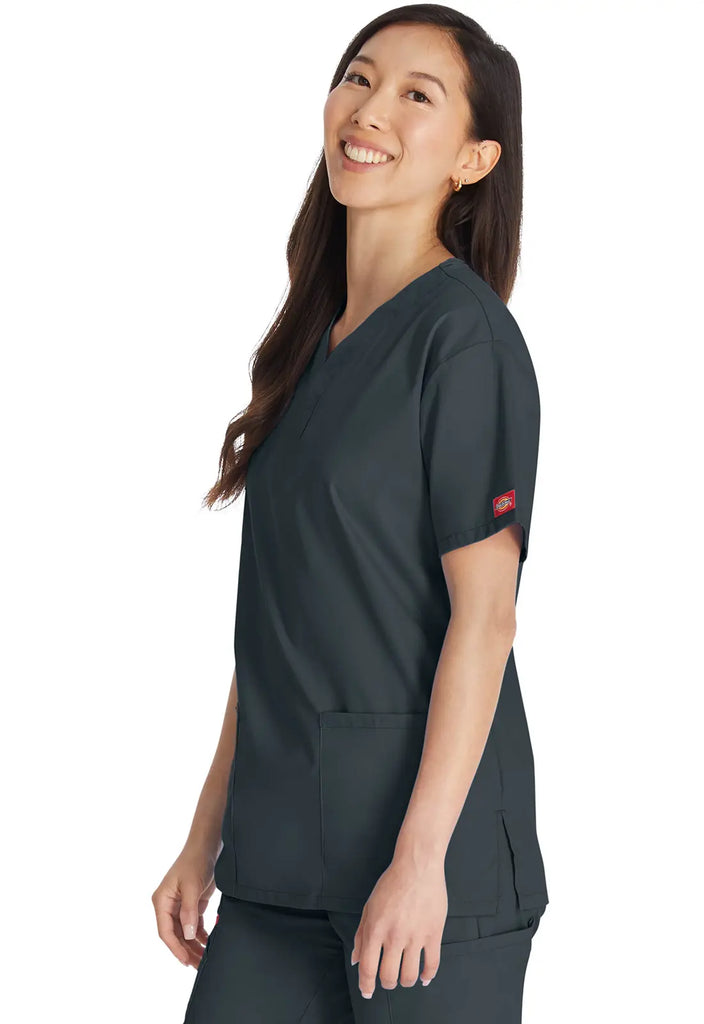 Dickies Scrubs 3-Pocket V-Neck Top Pewter | scrub-supply.com