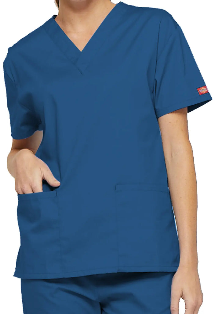 Dickies Scrubs 3-Pocket V-Neck Top Royal Blue | scrub-supply.com