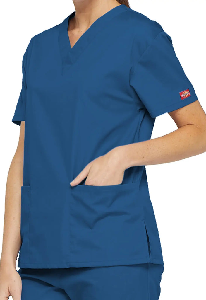 Dickies Scrubs 3-Pocket V-Neck Top Royal Blue | scrub-supply.com